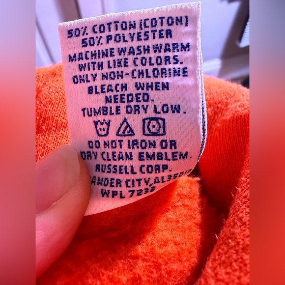 Russell Athletic Riddell Vintage 90s Orange Hooded Sweatshirt for Men size L - Picture 8 of 11